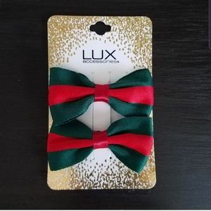 Christmas hair bows red green clips